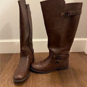 Brown Leather Knee-High Boots